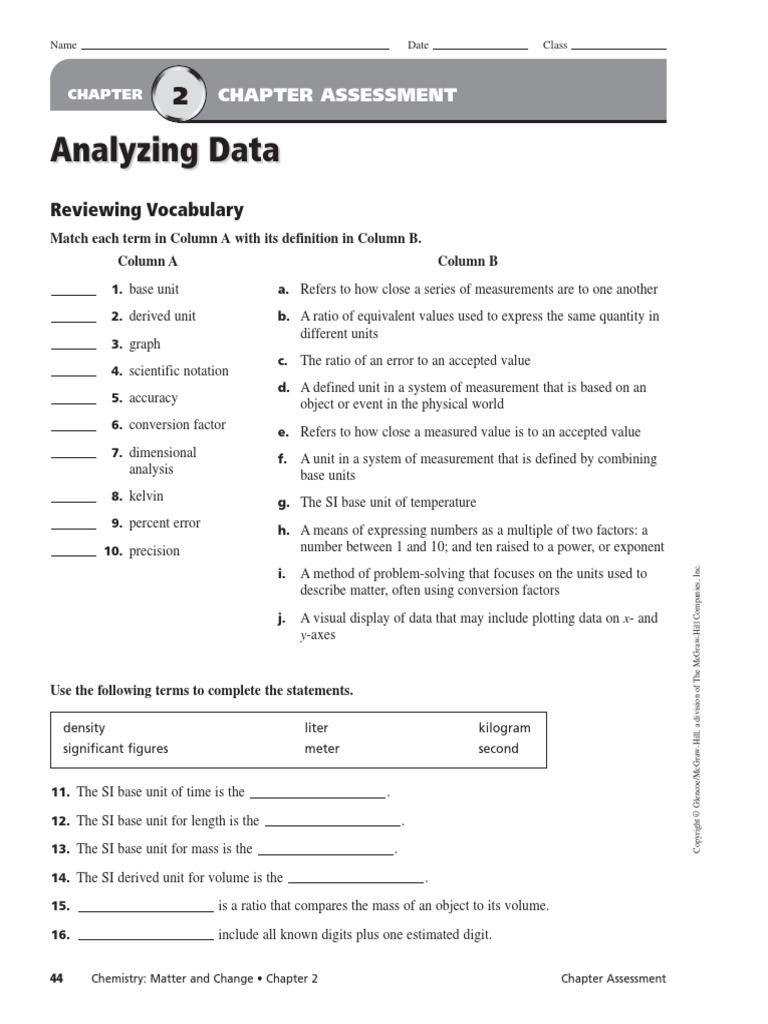 Chapter 2 Assessment Worksheet | PDF | Accuracy And Precision ...