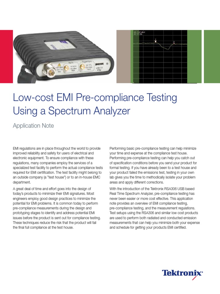 Application Note LowCost EMI Testing Using A Spectrum