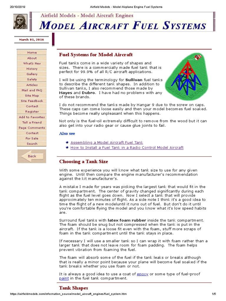 Airfield Models Model Airplane Engine Fuel Systems Download Free