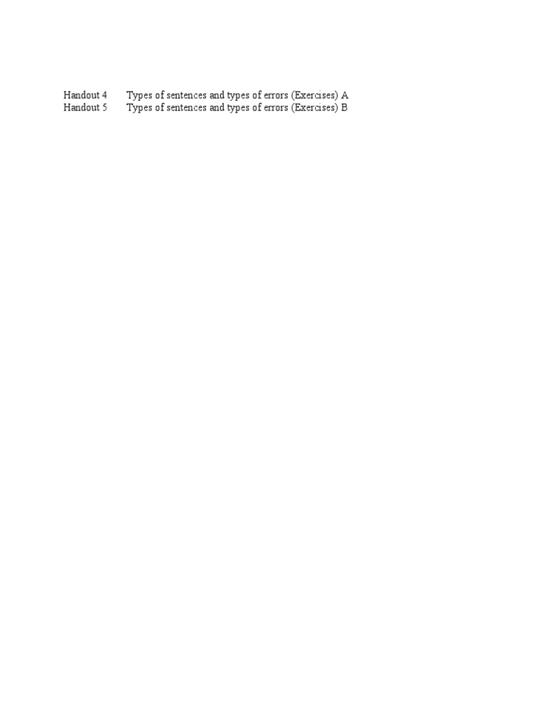 Sentence Types and Error Correction Exercises | PDF | Sentence ...