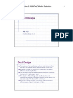 Duct Design: ME 425 - Air Distribution & ASHRAE Outlet Selection