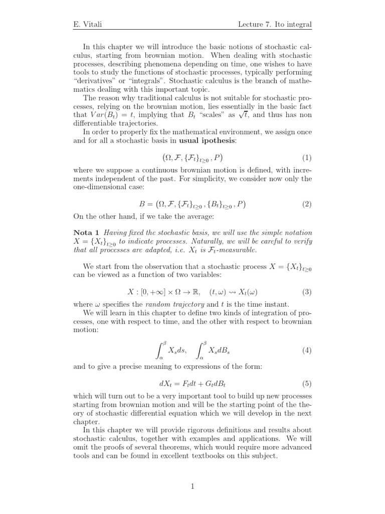 Lectures On Stochastic Processes K. Ito