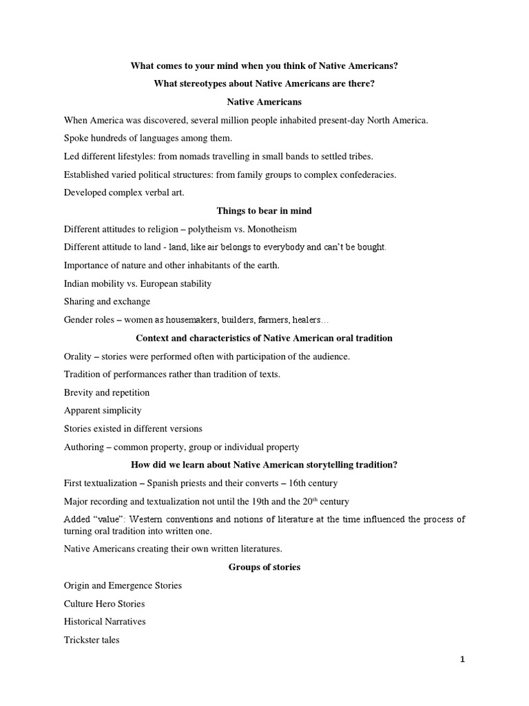 Native American Storytelling Traditions | PDF | Native Americans In The ...