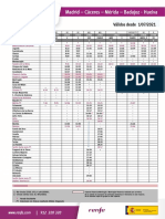 Horarios Madrid-Extremadura Desde Julio