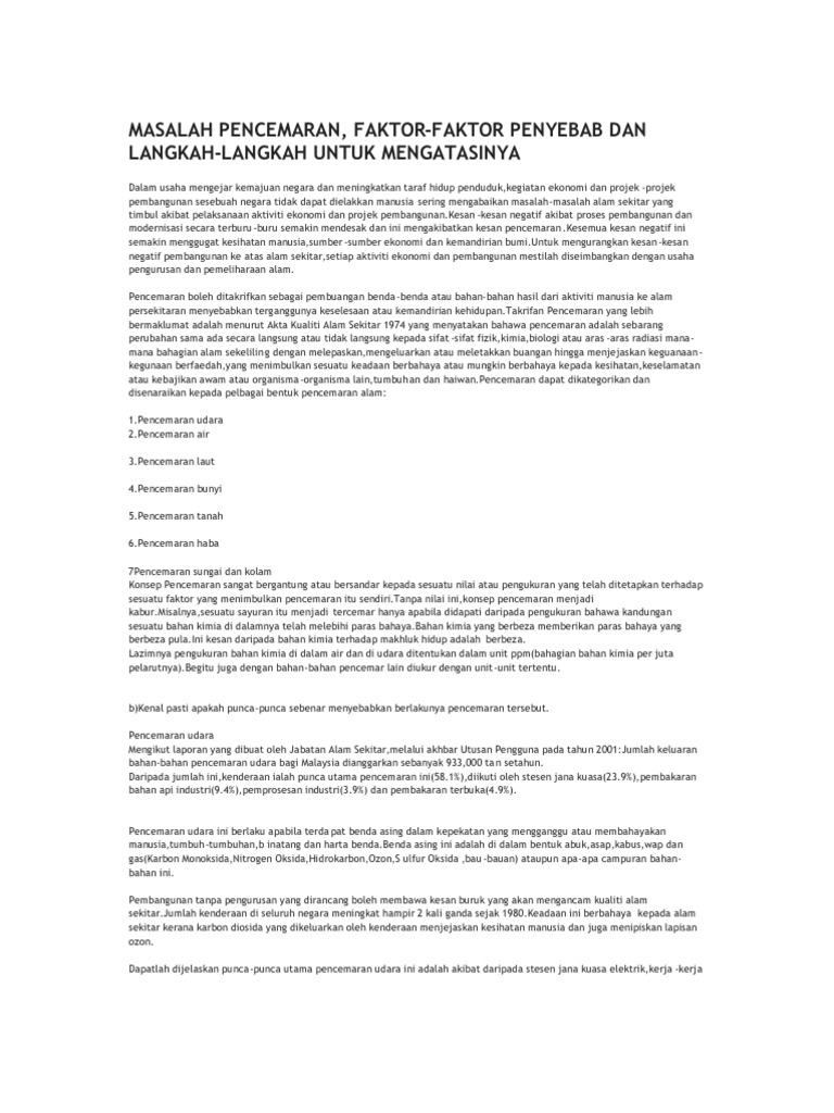 Masalah Pencemaran Pdf
