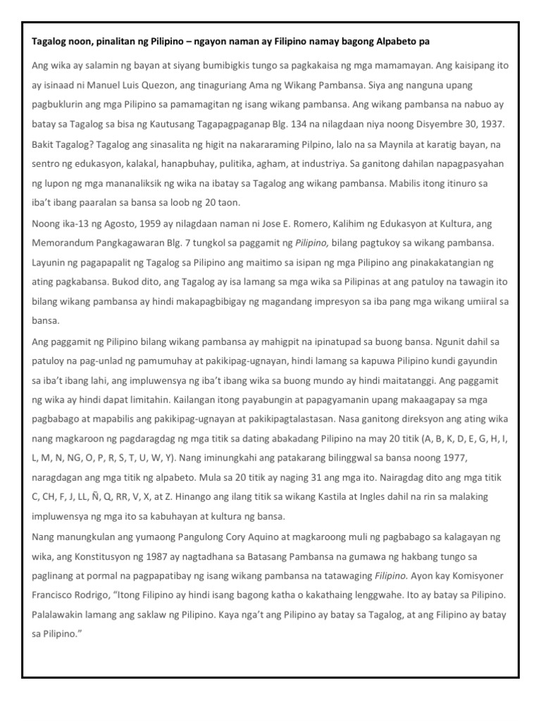 Tagalog Noon | PDF