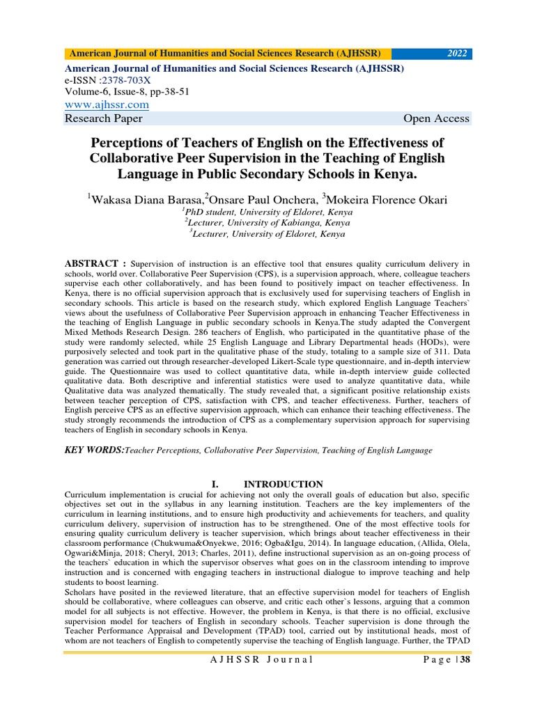 Collaborative Peer Supervision in Kenya | PDF | Teachers | Teaching Method
