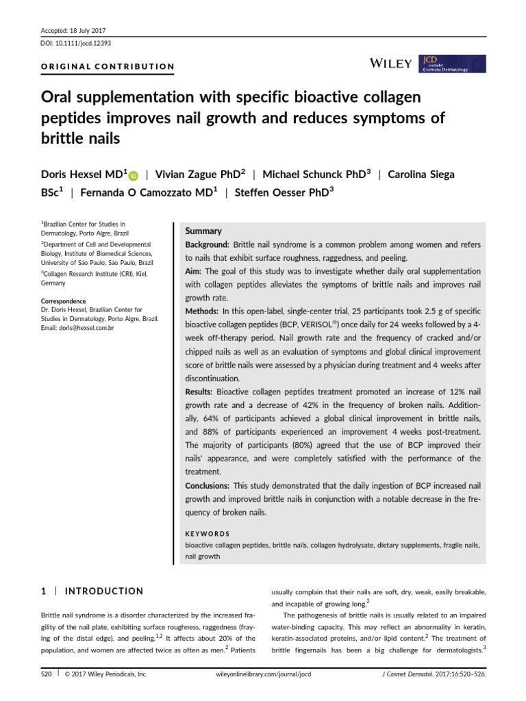 Oral Supplementation With Specific Bioactive Collagen Peptides Improves