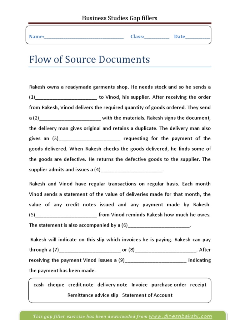 Flow of Source Documents in Business | PDF | Cheque | Payments