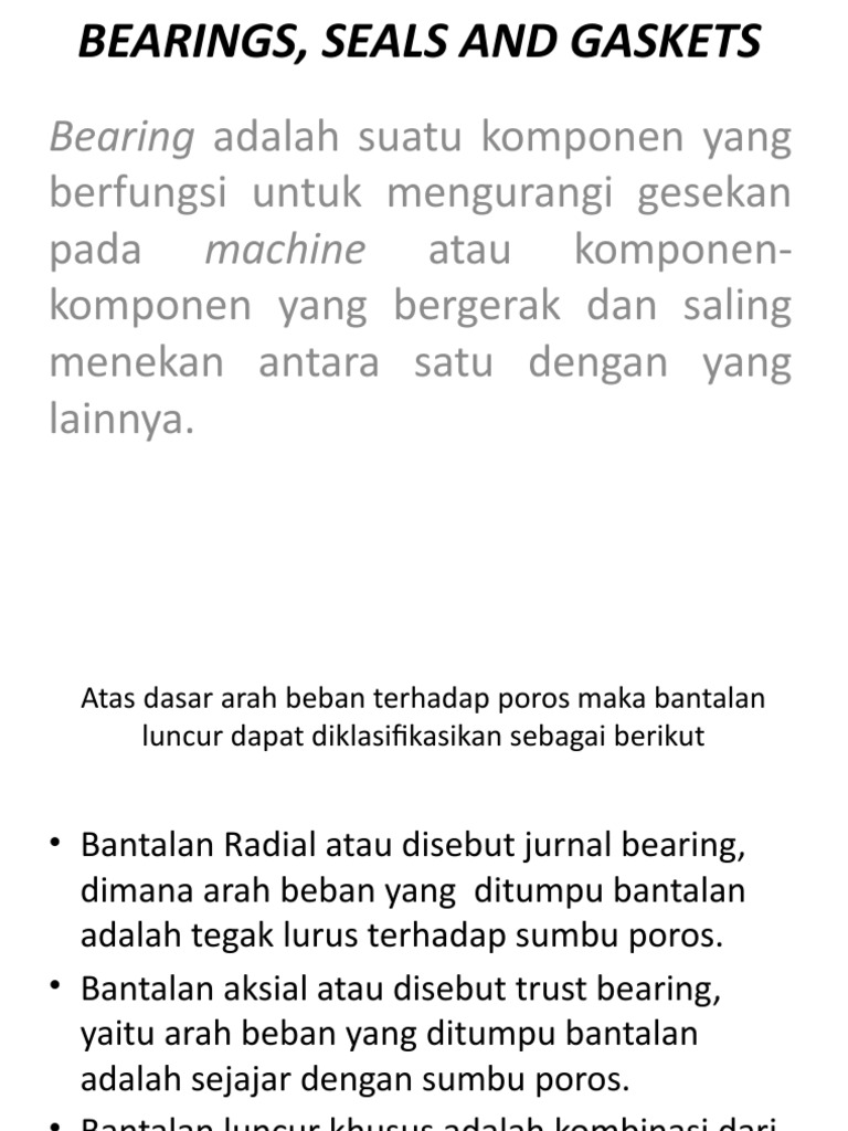 Bearings, Seals and Gaskets PDF