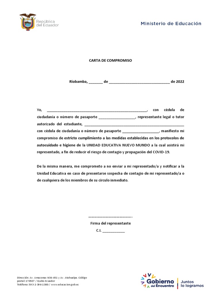 Carta Compromiso para Padres | PDF | Crecimiento personal y profesional ...
