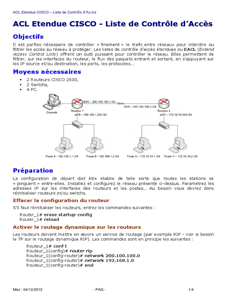 ACL Étendue Cisco : Guide Pratique | PDF | Protocoles Internet | Routeur