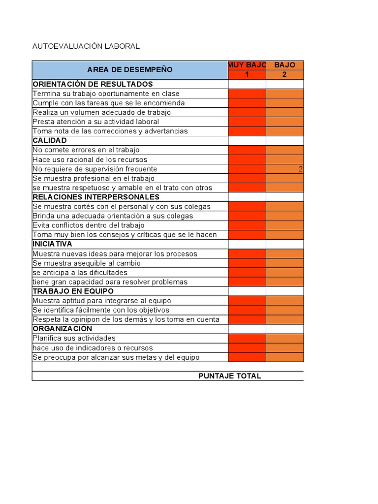 Ejemplo de Autoevaluación Laboral | PDF | Ciencia cognitiva | Cognición