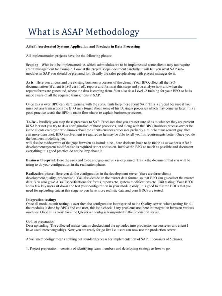 ASAP Methodology Overview | PDF