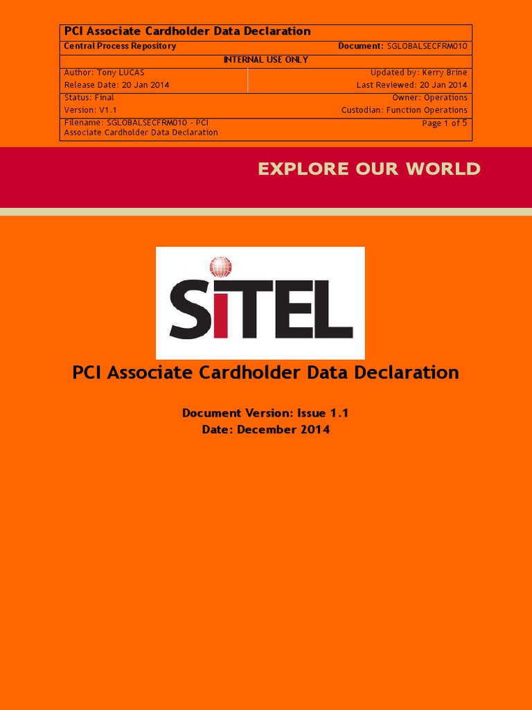 PCI Associate Cardholder Data Declaration v2 PDF Payment Card