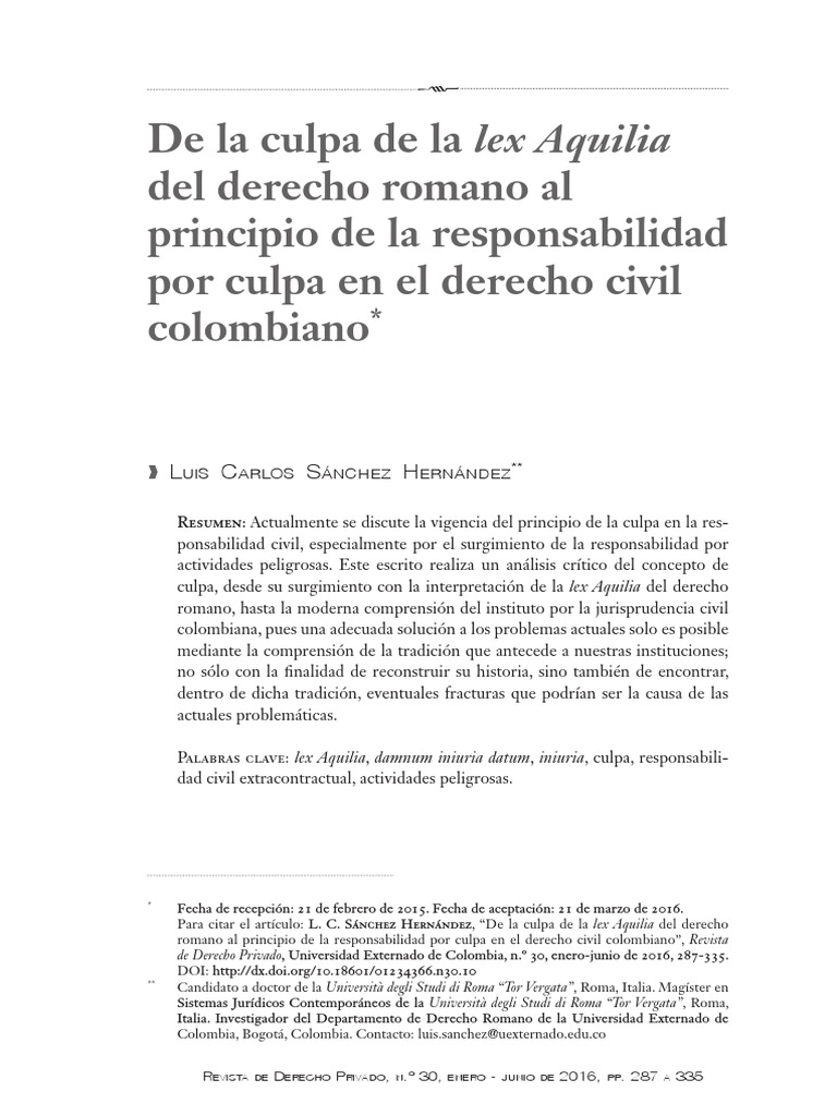 La Lex Aquilia PDF Intención (Derecho Penal) Propiedad