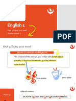 English 1: Unit 5: Enjoy Your Meal Online Session 2