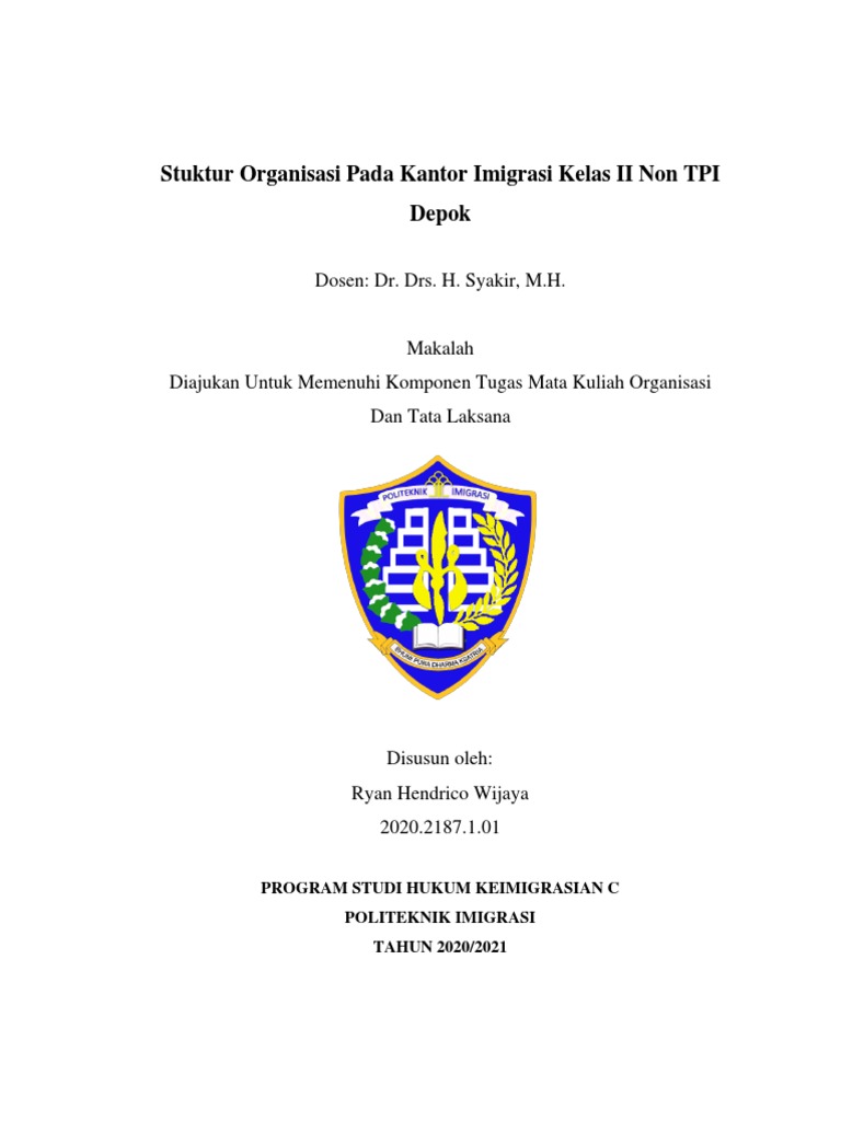 24 - Ryan Hendrico Wijaya - Struktur Organisasi Kantor Imigrasi Kelas