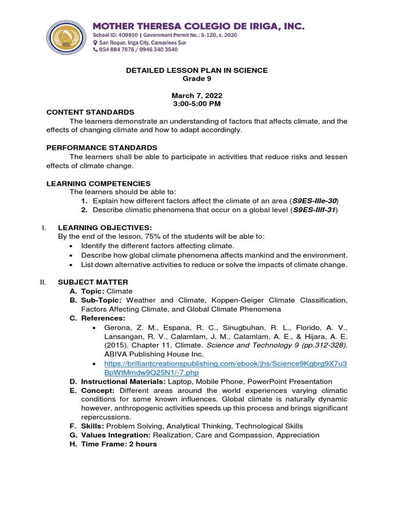 Climate Lesson Plan Pdf Oceans Climate