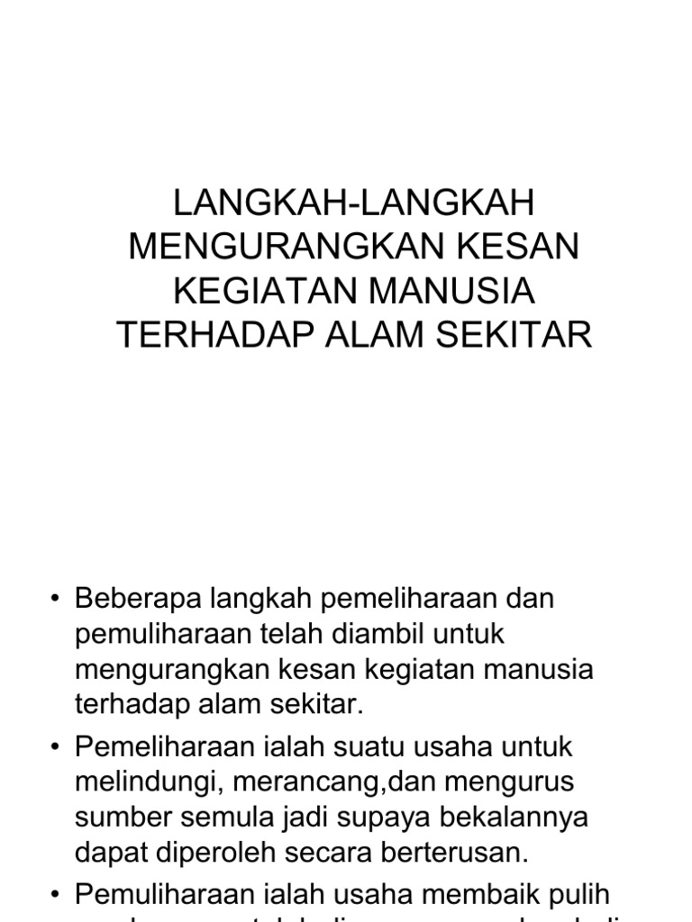 Langkah-langkah Mengurangkan Kesan Kegiatan Manusia ...