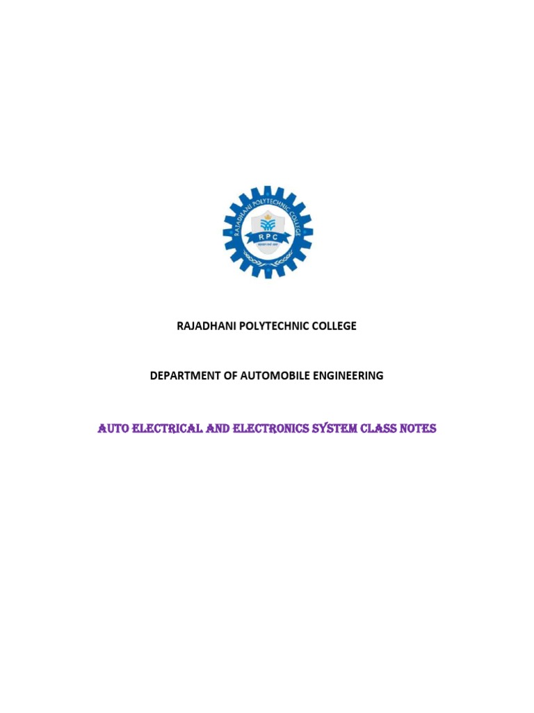 Auto Electrical and Electronics Notes | PDF | Ignition System ...