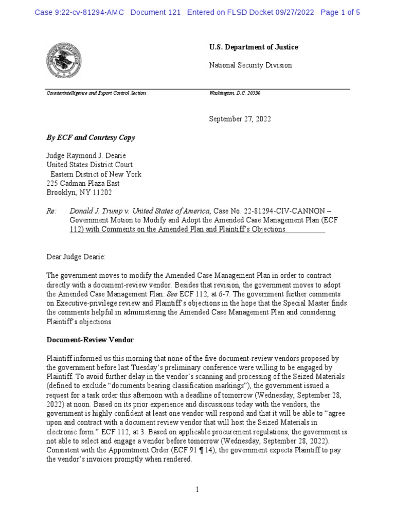 Doj Request For More Time Download Free Pdf Executive Privilege