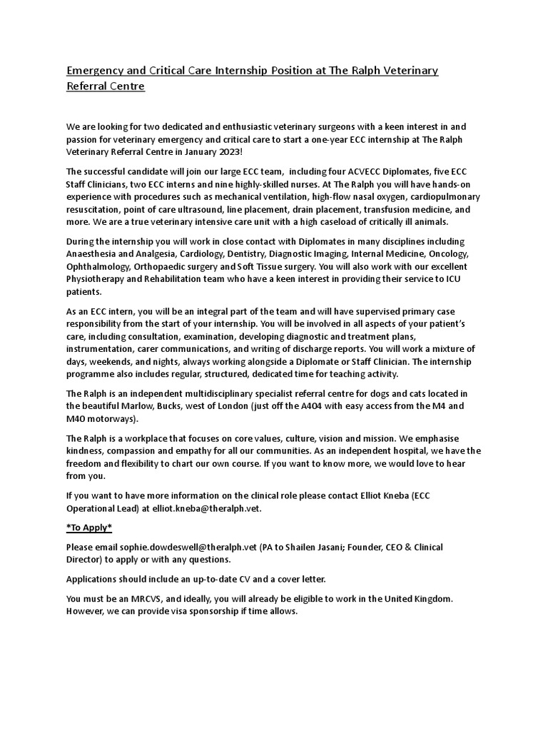 ECC Internship Ad | PDF | Intensive Care Medicine | Medicine