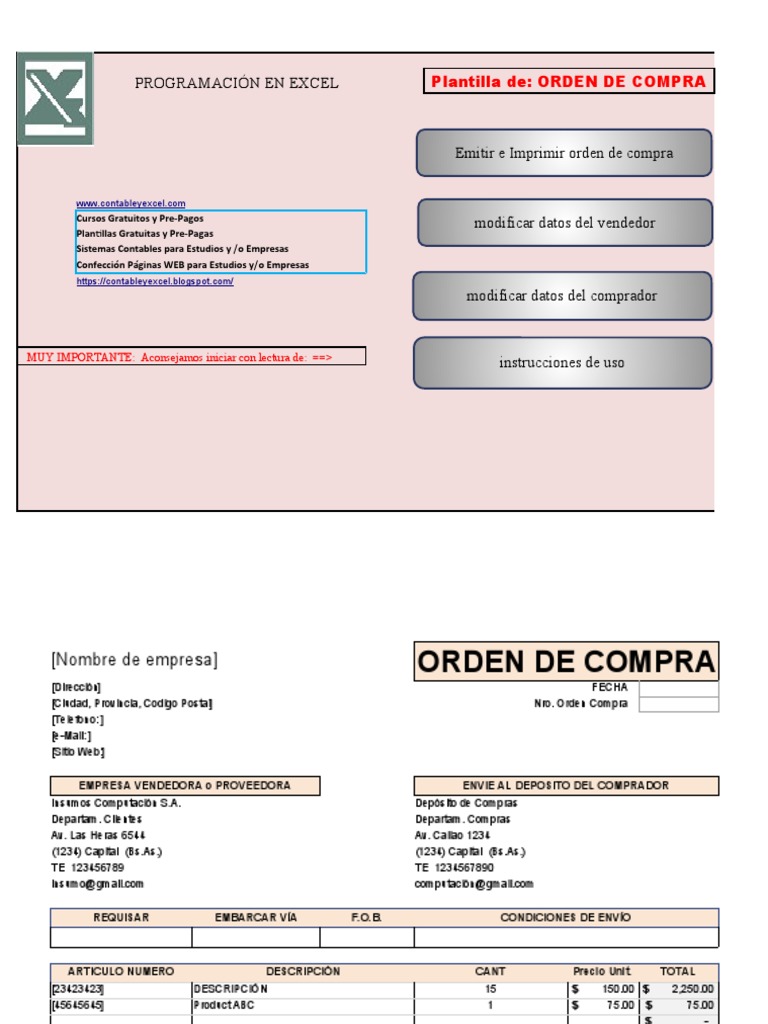 Plantilla de Orden de Compra en Excel | PDF | Business | Gestión de ...