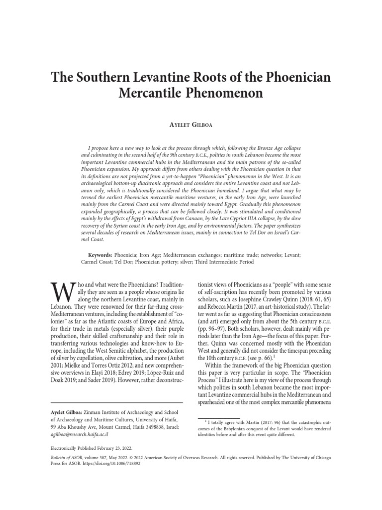 Gilboa SouthernLevantineRoutes PDF Phoenicia Levant