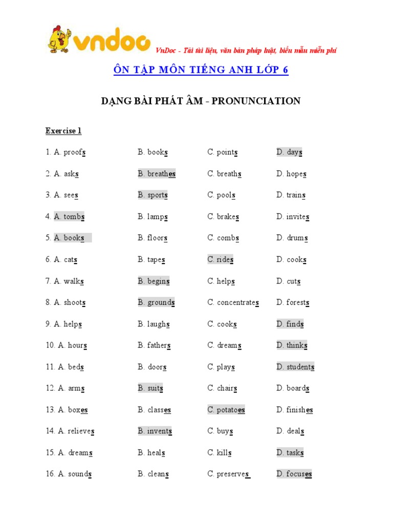 Bai tap phat am tieng anh lop 6 pdf