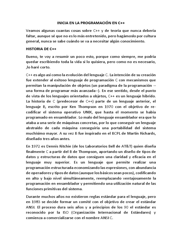 Lenguaje C++ | PDF