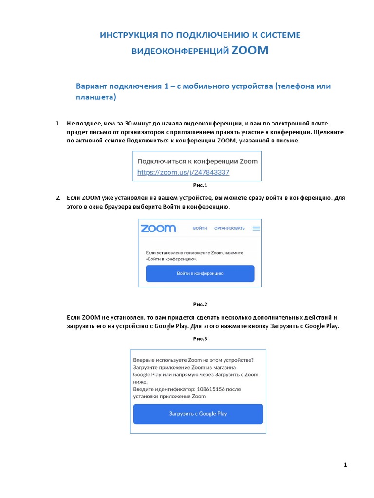 Инструкция по подключению к ZOOM (участники) | PDF