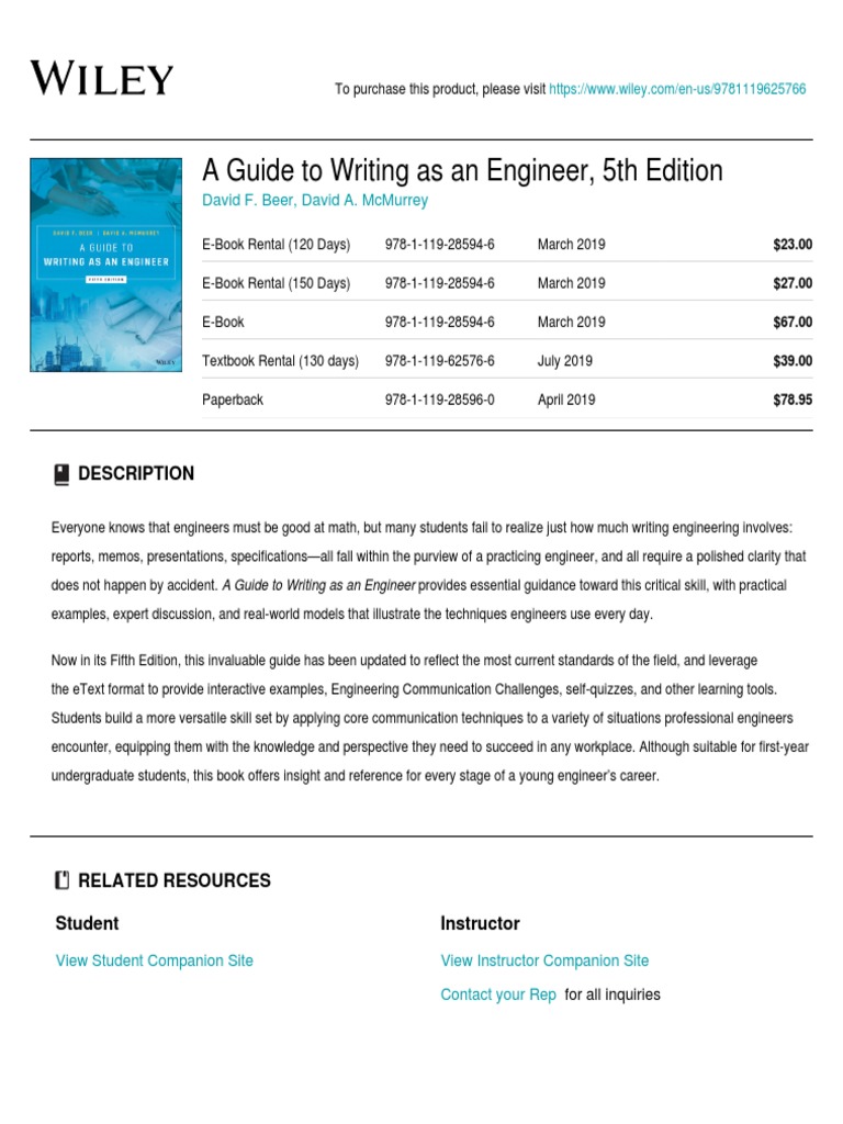 Wiley - A Guide To Writing As An Engineer, 5th Edition - 978-1-119 ...