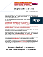 Tract intersyndicale Citura pour le jeudi 29 septembre 2022