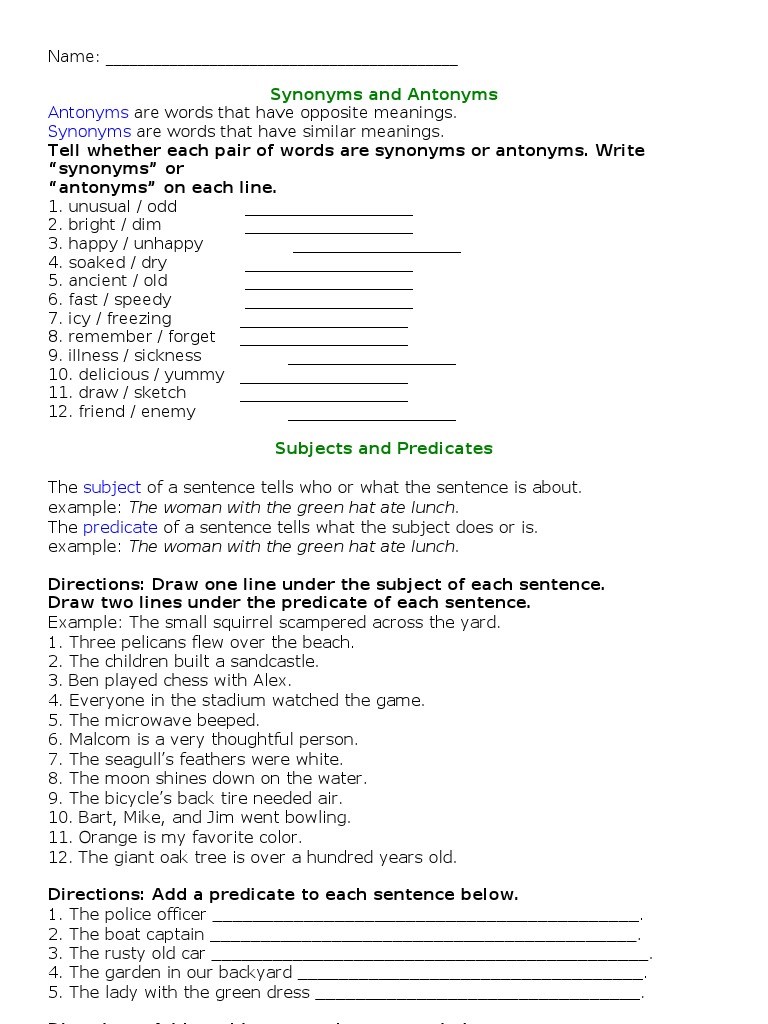 Synonyms and Antonyms | PDF | Leisure
