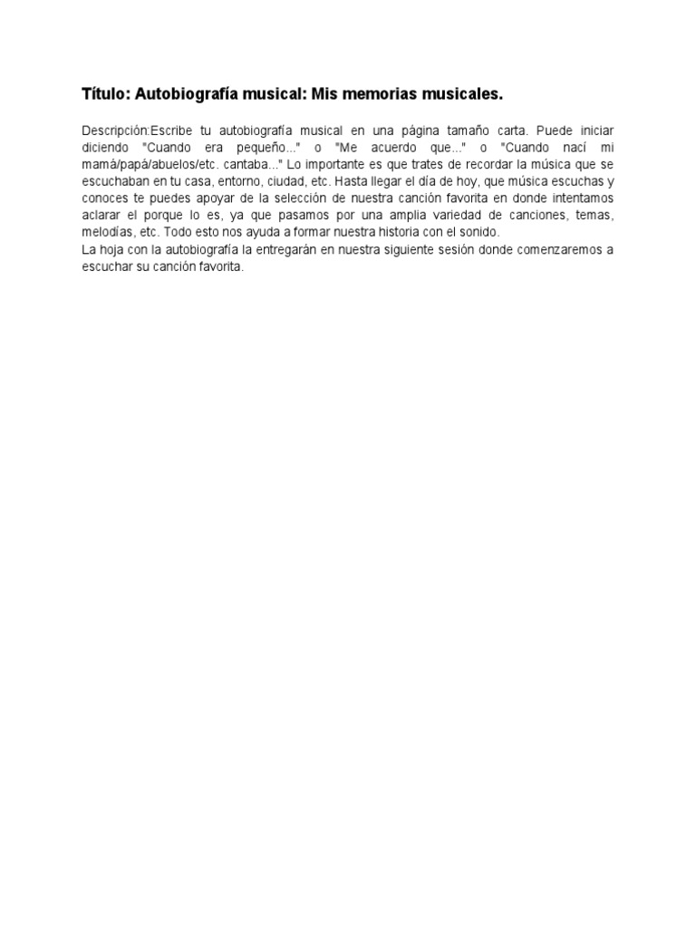 Título - Autobiografía Musical - Mis Memorias Musicales | PDF | Artes ...
