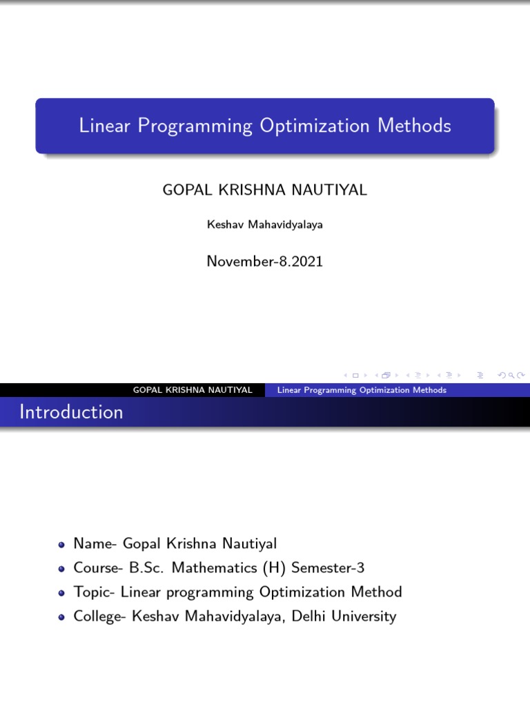 Linear Programming Optimization Method | PDF | Linear Programming ...