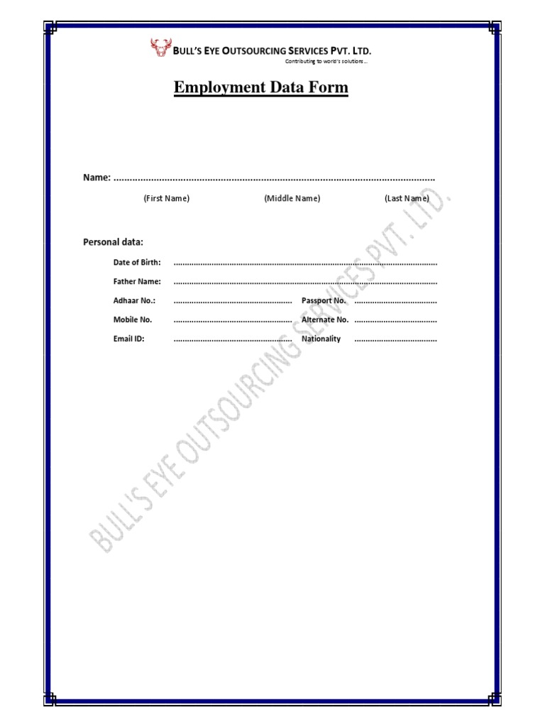 Employee Data Form PDF