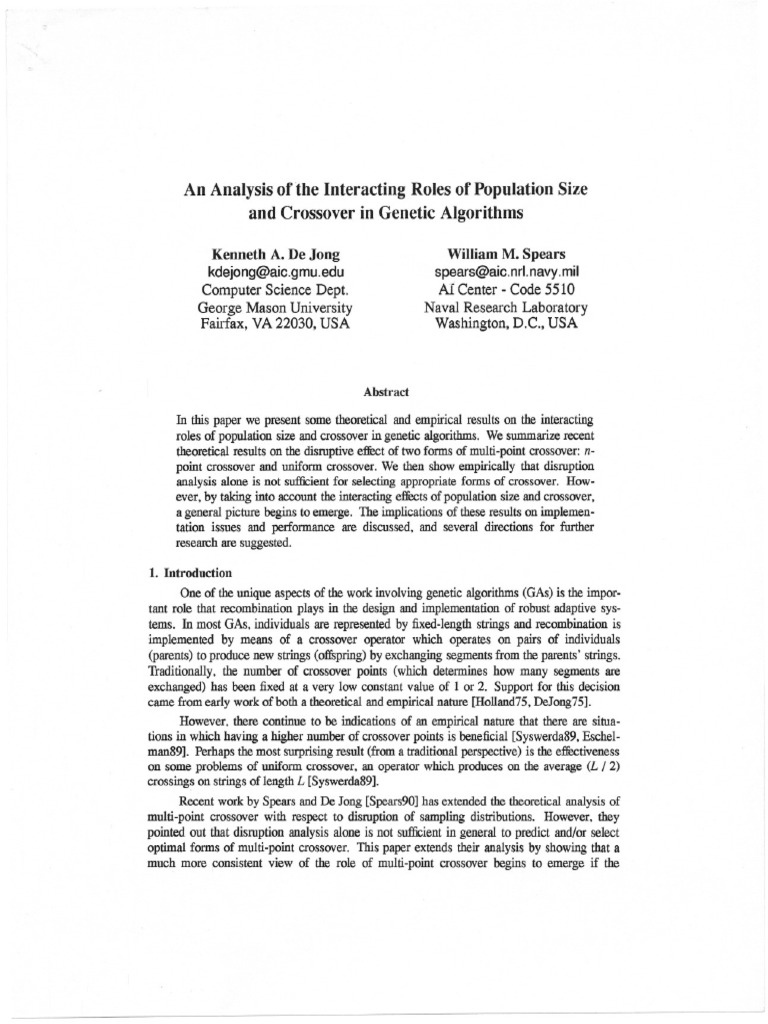 Analyzing the interacting effects of population size and multi point