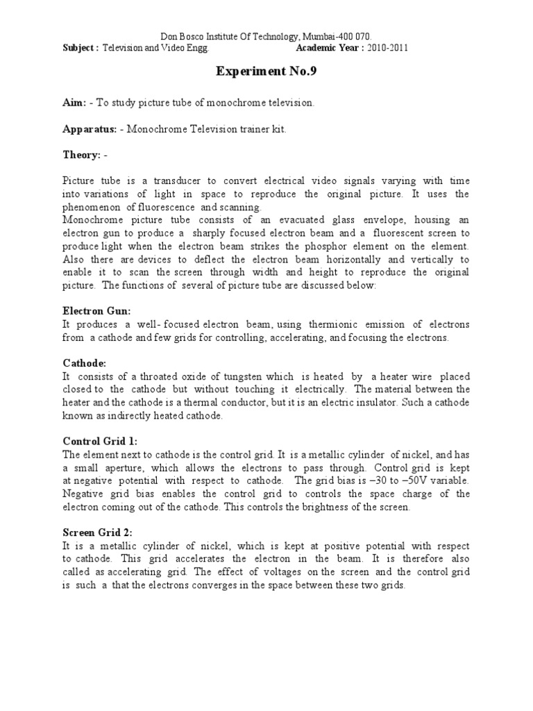 Expt TValoha PDF Vacuum Tube Cathode Ray Tube