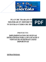 Plan de Trabajo para Mejorar en Diferentes de Nuestras Cedes de Huanuco