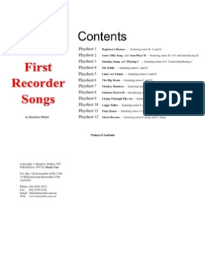 First 100 Songs to Play on Recorder I Songbook for Beginners: Easy
