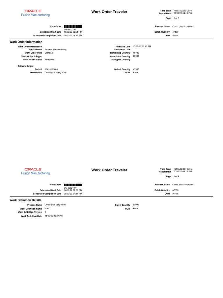 Work Order Traveler Template – TRAVEL ORDERS – JWEZ