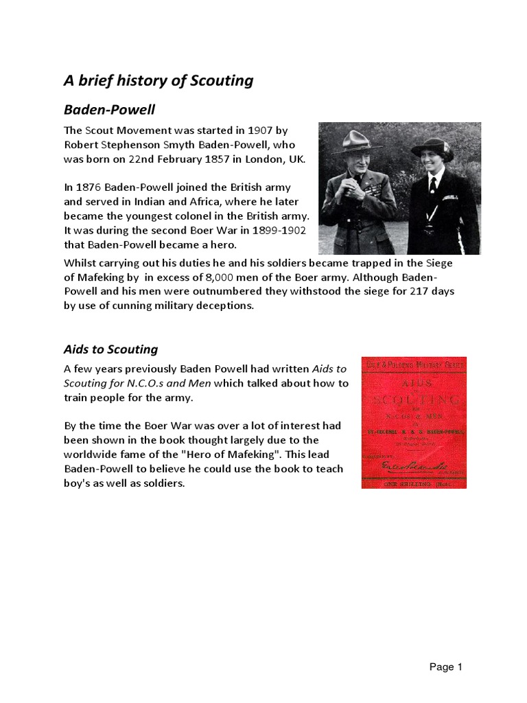 Brief History of Scouting Movement | PDF | Scouting | Outdoor Recreation
