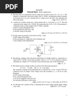 Tutorial Sheet: = 10 Ω and V = 0.7 V. The load /N = 10/1. If the primary is