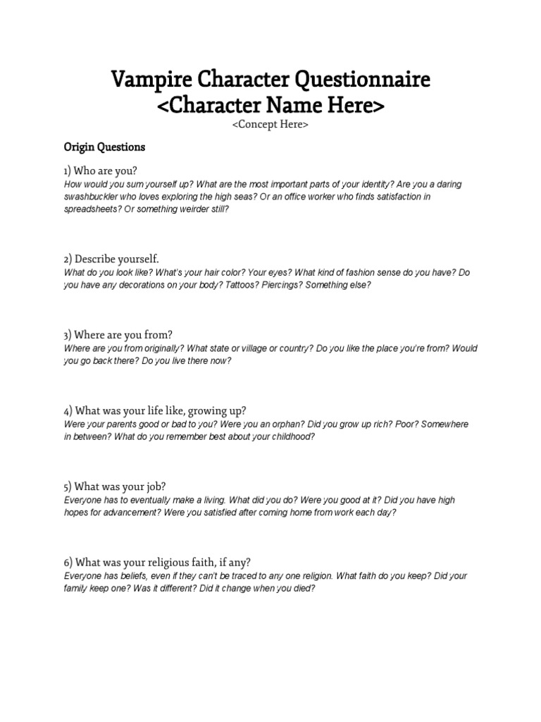 Vampire Character Creation Guide | PDF | Intimate Relationships