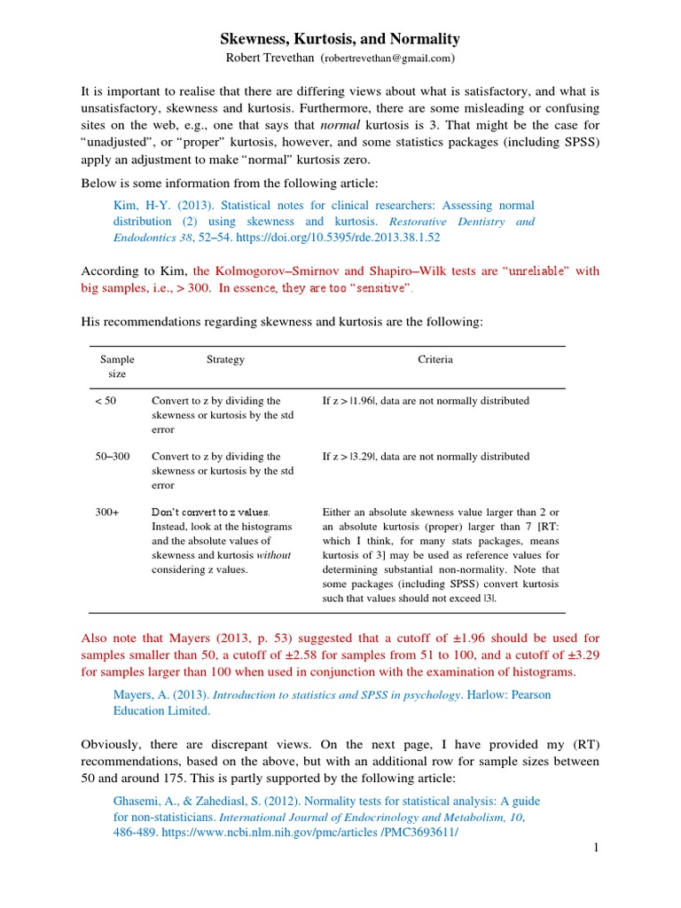 Skewness and Kurtosis Guidelines | PDF | Skewness | Statistics