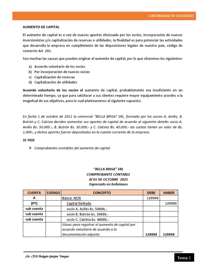 Aumento de Cap. Tema 3 | PDF | Contabilidad | Servicios financieros
