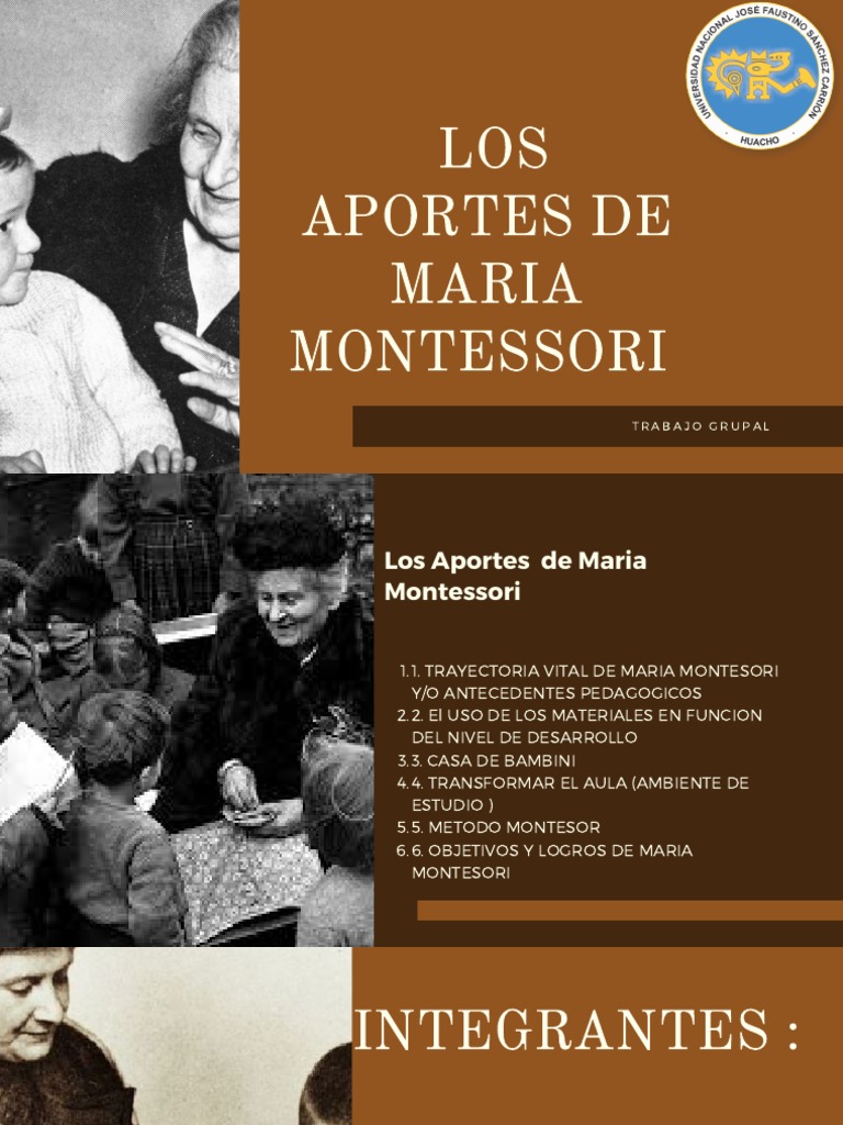 Los Aportes de Maria Montessori | PDF | Educación Montessori | Ciencia ...