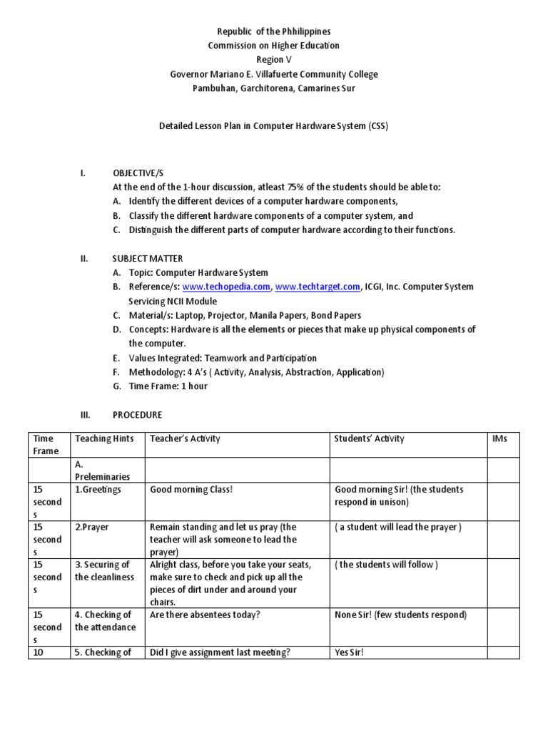 Detailed Lesson Plan in Css | PDF | Computer Data Storage | Read Only ...
